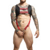MOB Eroticwear Harnais et Cockring Dngeon Noir-Rouge